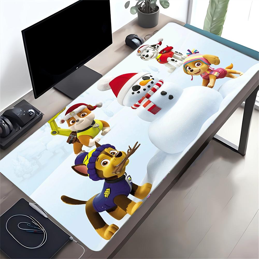 Winter Pups Build Snowman Large Gaming Mouse Pad Nonslip Rubber Base Waterproof Desk Mat For Office Pc Laptop