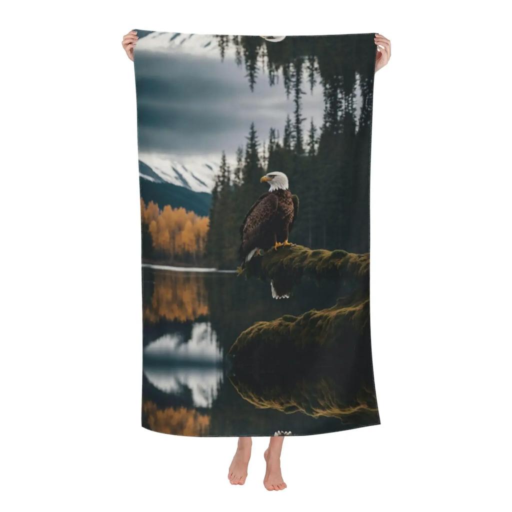 Bald Eagle Beach Towel Quick Dry Microfiber Eagle American Towel Lightweight Large Swimming Towel For Travel Pool Camping