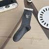 Female Spring and Autumn Tide Lace Letter Embroidery In The Cylinder Pile Socks