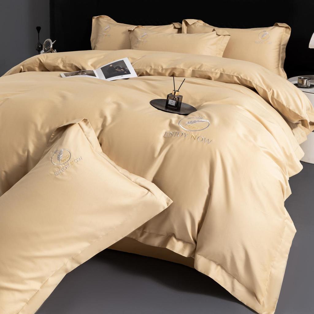 High-End 60s Long-Staple Cotton Embroidered Four-Piece Bedding Set with Duvet Cover & Bed Sheet