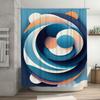 Stylish Abstract Blue White Curved Lines Shower Curtain for Bathroom Decor Modern Art Home Accessories