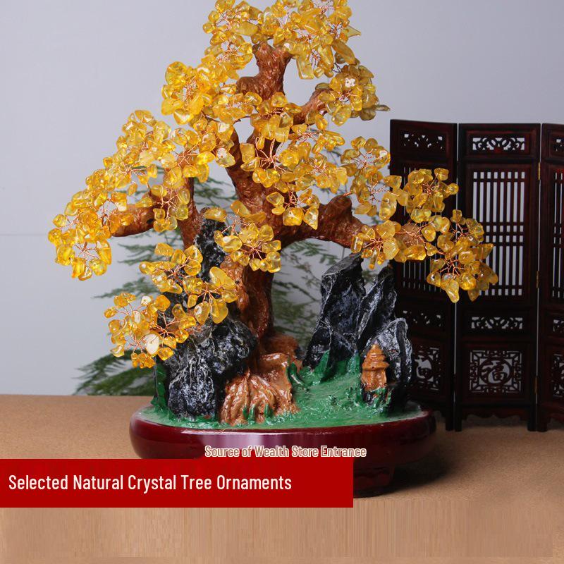Yellow Crystal Wealth Tree for Home Decor Pink Crystal Wealth Tree