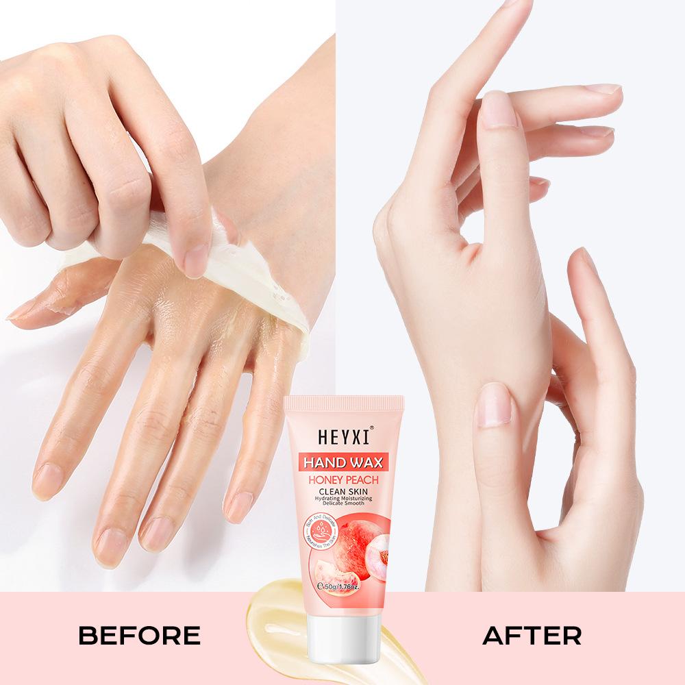 HEYXI Hand Wax Mask, Honey Peach Milk Honey Chamomile Peel Off Hand Mask, Deep Hydrating Moisturizing Nourishing Hand Treatment for Dry Rough Skin