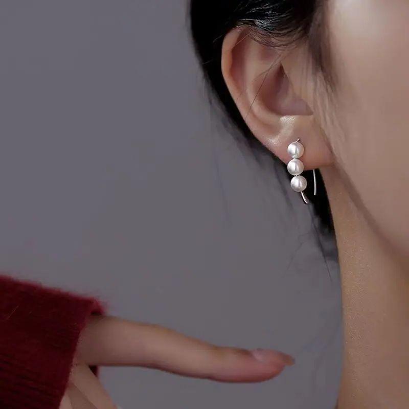 Geometryczne kolczyki w kształcie litery U z małymi sztucznymi perłami dla kobiet, akcesoria jubilerskie