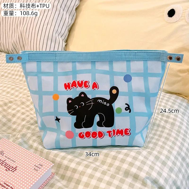 Cute Cat Thermal Lunch Bag Travel Large Capacity Thickened Insulation Handbag Durable Office Worker Student Food Storage Pouch