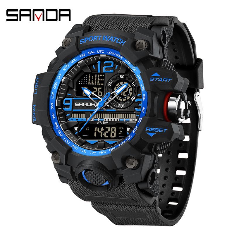 Sanda Youth Fashion Luminous Waterproof Shockproof Alarm Men's Watch