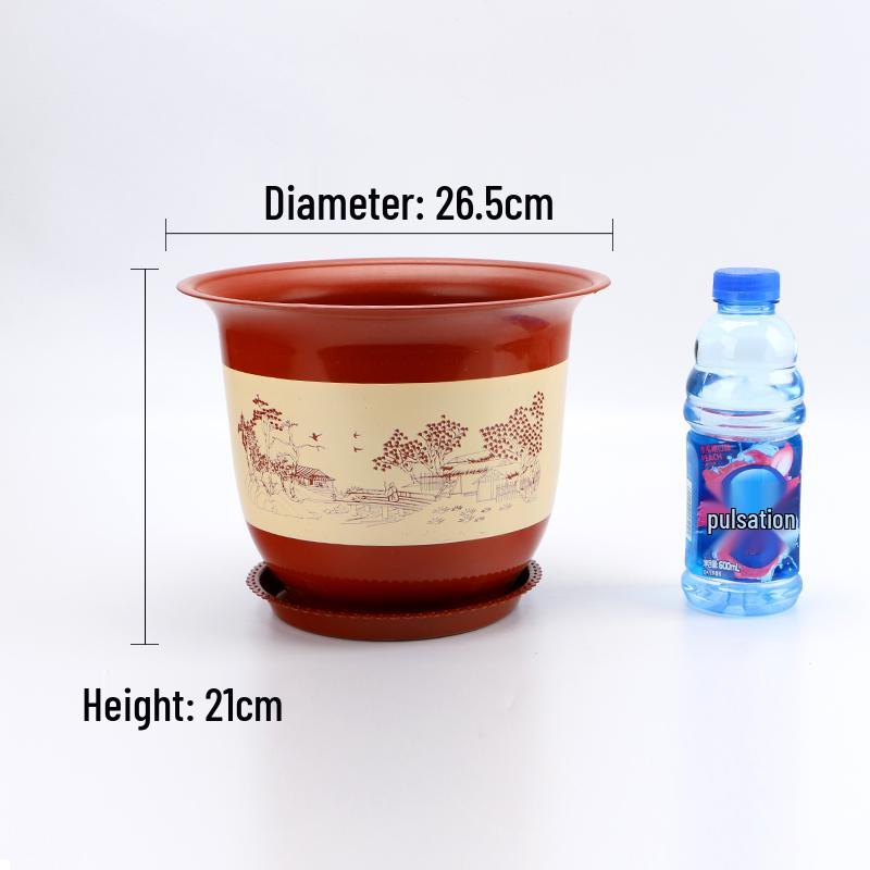 Vaso Fioriera Grande Resistente in Resina con Sottovaso - Aspetto Ceramica Fatto a Mano per Balcone o Scrivania