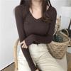 Korean Version Versatile Slim Fit Ins Autumn and Winter Long Sleeved V-neck Pullover Base Sweater Knitted Sweater with Pit Stripe Sweater for Women