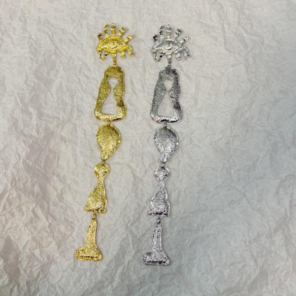 Metal Alloy Long Pendant Pins Exaggerated Pin Brooches Fashion Eyes Facial Brooches Coat Accessory