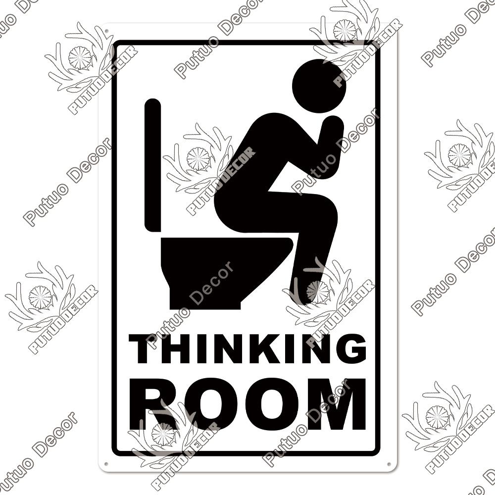 Putuo Decor Restroom Retro Tin Signs Vintage Bathroom Plaque Metal Plates Wall Art Posters Decoration for Toilet Iron Paintings