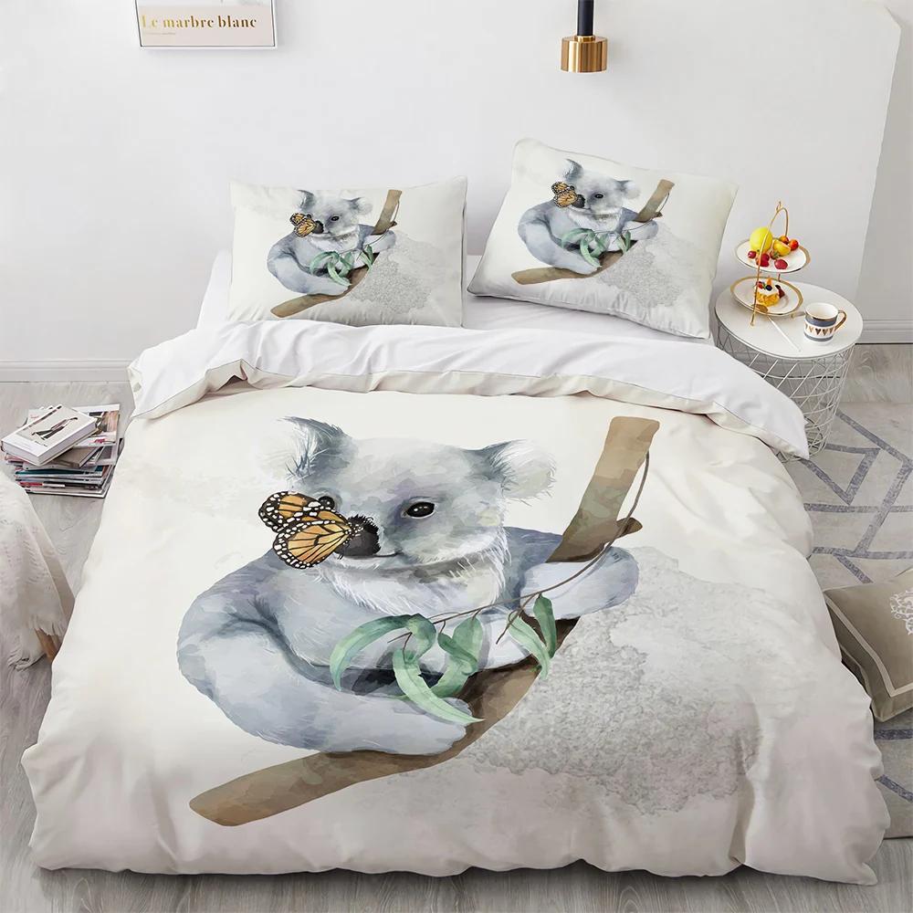 Watercolor Brown Sloth Duvet Cover Cartoon Animals Pattern For Kids Teens Boys Girls Wildlife Bedroom Decorations Quilt Cover