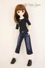 Petite Marie Scale BJD Compatible Wide Jeans in Indigo Jeans with Wide Stretch Fits 40cm BJD 1/3 Okayama-Processed 8-Length Blue. KOJIMA-Processed