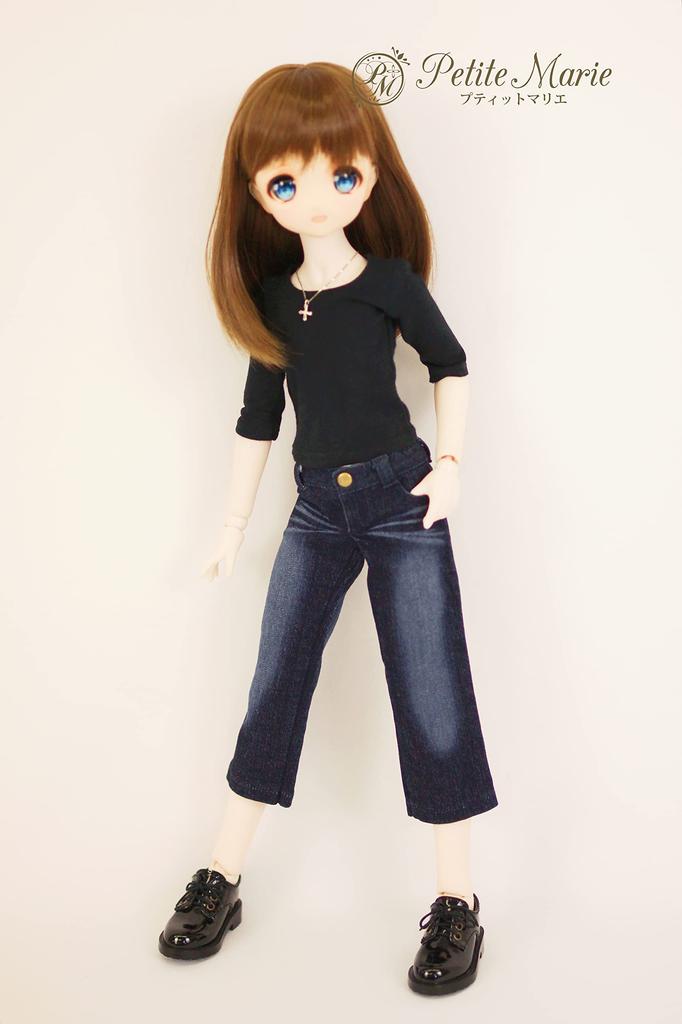 Petite Marie Scale BJD Compatible Wide Jeans in Indigo Jeans with Wide Stretch Fits 40cm BJD 1/3 Okayama-Processed 8-Length Blue. KOJIMA-Processed