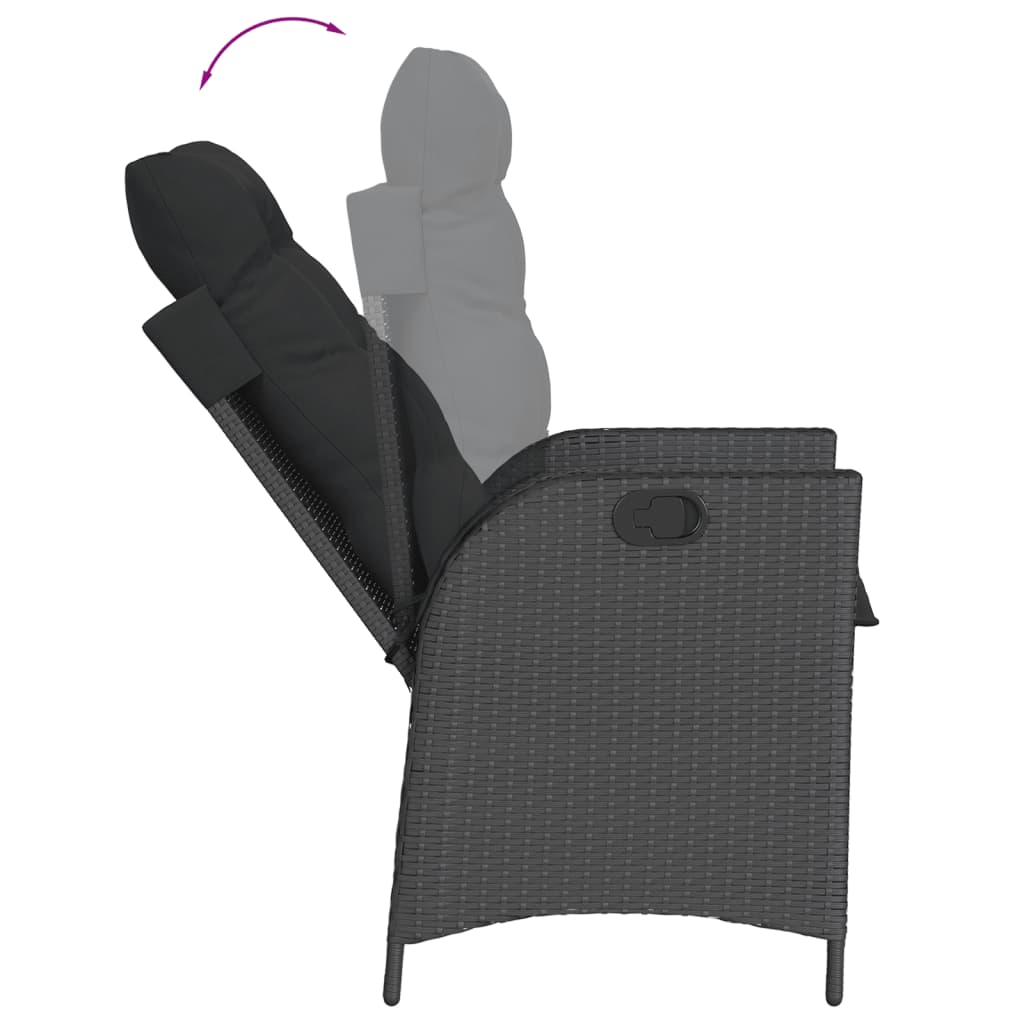Vidaxl 7-Cz. Garden Furniture Set With Cushions, Black, Poly Rattan