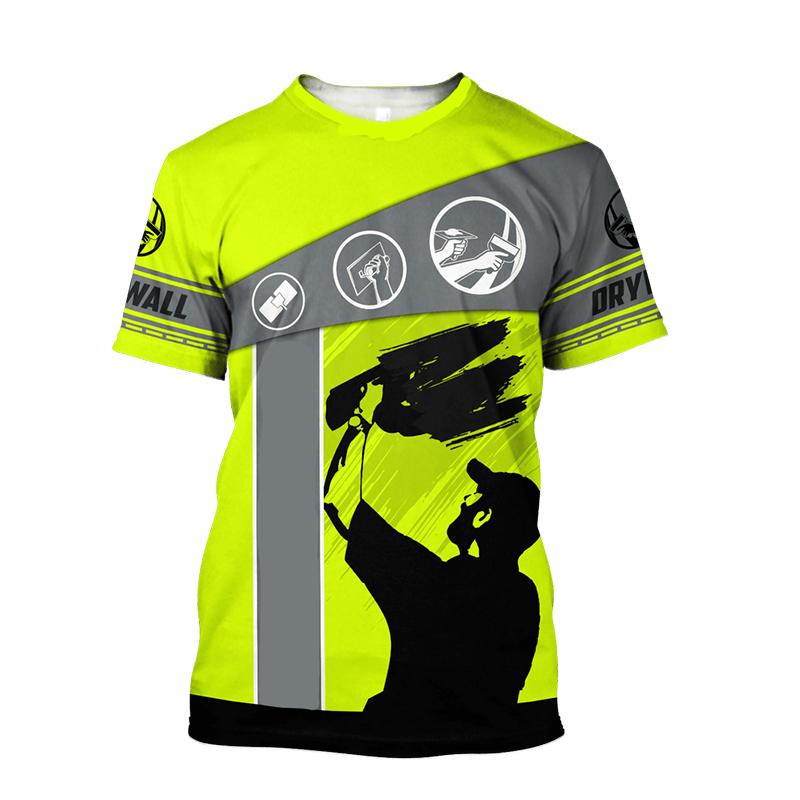 Grafická pánská trička pro sádrokartonáře Pánské oblečení Letní 3D potištěné topy Krátký rukáv Módní Ležérní Nadměrné tričko Unisex