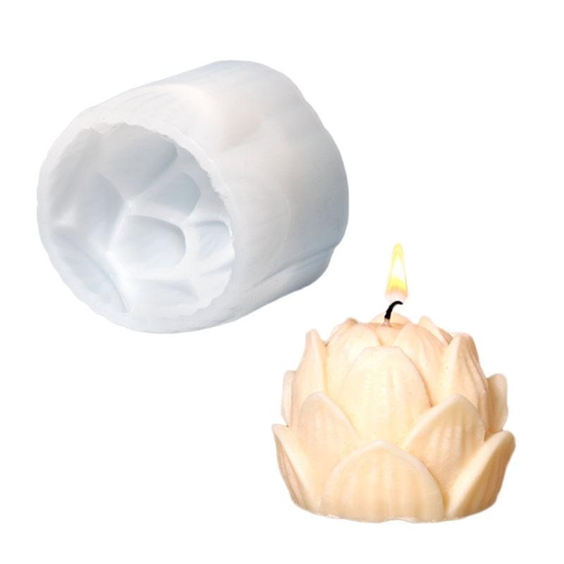 Aromatherapy Candle Silicone Mold 3D Lotus Flower Shape Soap Mould DIY Handmade Soap Model Plaster Mold Decoration