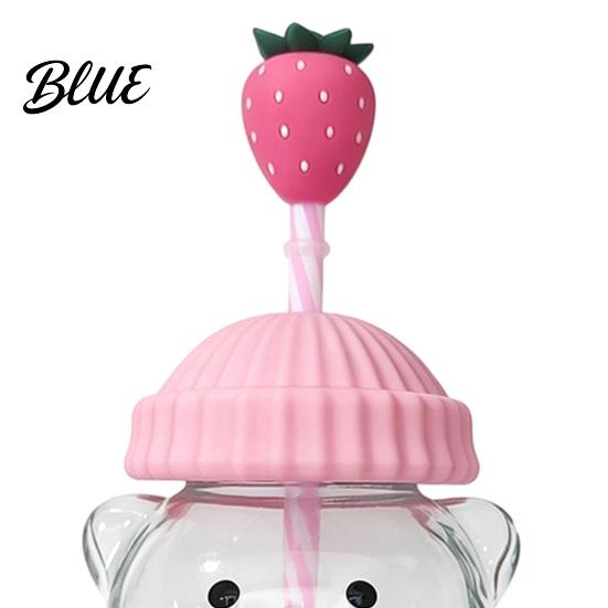 Reusable Boba Tea Cup 600ML Bear Glass Tumbler with Lid & Straw 20oz Borosilicate Drinking for Iced Coffee Tea Milk Gift Women Girls