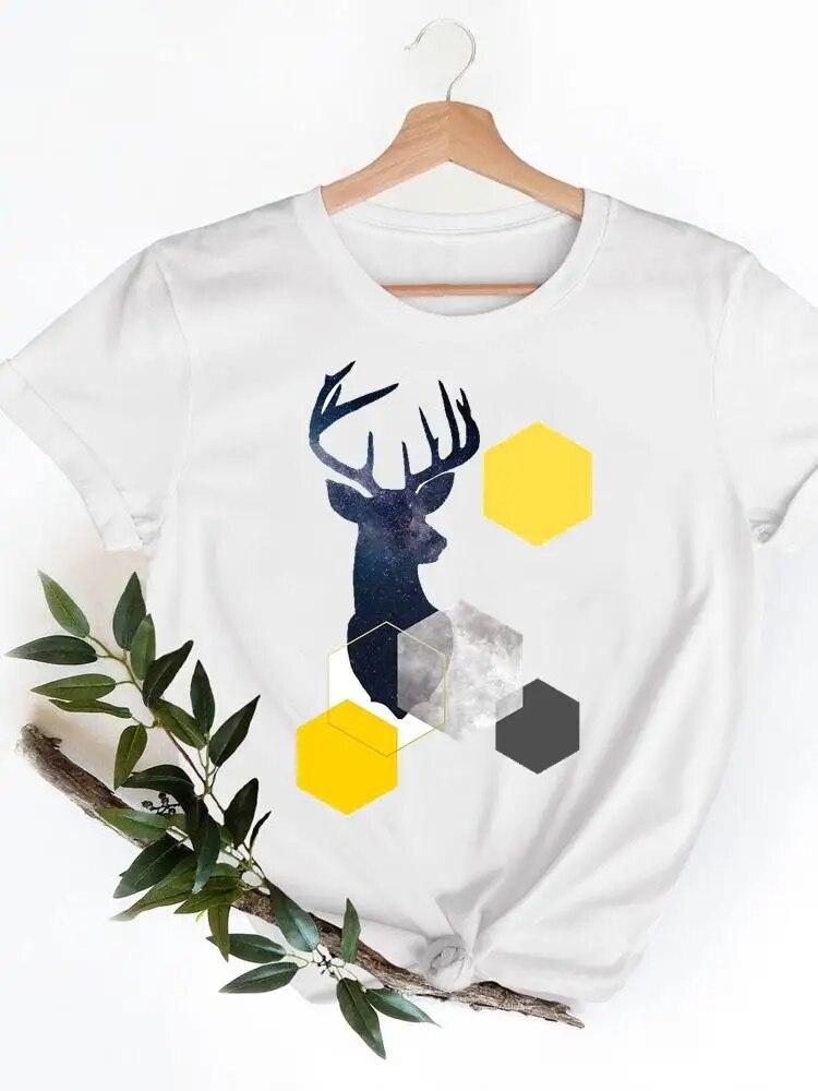 Short Sleeve Ladies Print T-shirts Geometric Spring  Clothing Women T Clothes Summer Casual Fashion Female Graphic Tee