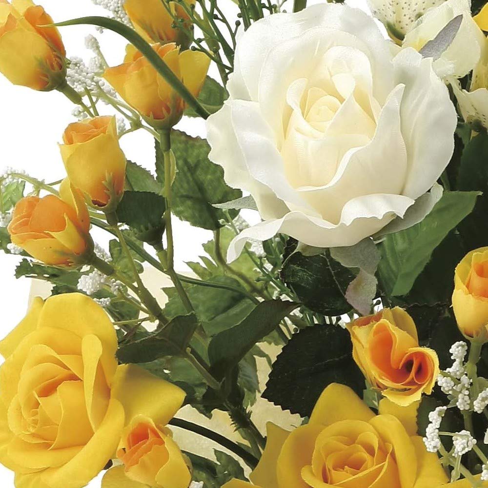 Artificial Flowers Flower Photocatalyst Fake Interior Plants Rose "Art Arrangement" (Air Purifying) (Ribbon Arrangement EX/Yellow)