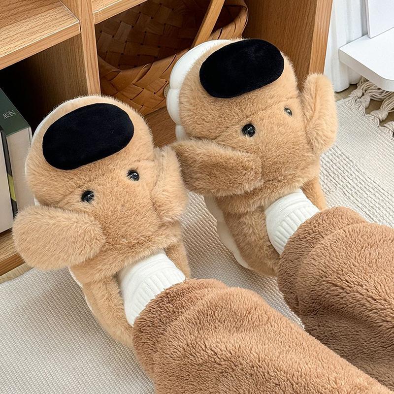 Fashion Winter Warm Cotton Slippers Women Men Platform Shoes Soft Fluffy Plush Thick Sole Slippers Couples Indoor Home Non-slip Slippers