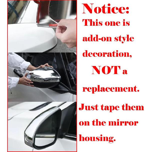 Chrome Side Door Half Top Mirror Cover Trims Fit for 2017-2019 Ford F-250 F-350 Super Duty