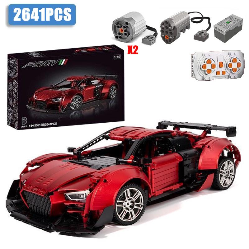 City Technical 2641pcs Audied R8 Sports Car MOC Supercar Model Building Blocks DIY Racing Vehicle Bricks Toys For Children Gifts