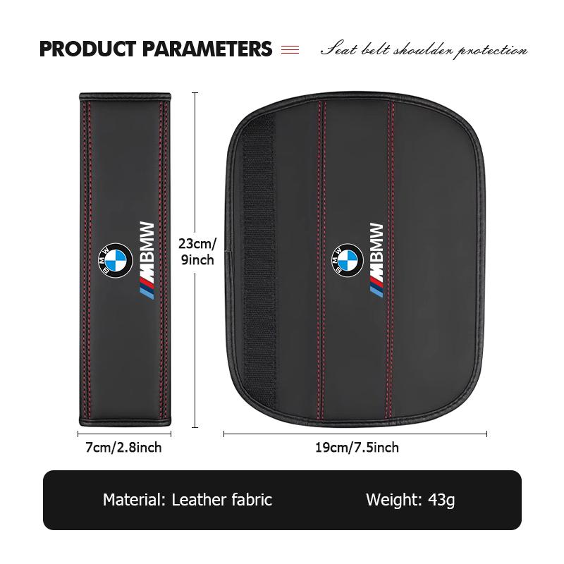 Leather Car Seat Belt Shoulder Protector Padding Accessories For BMW M 1 3 4 5 6 7 Series M3 M6 F01 F02E34 E36 E70 F10 X6 X1 Cyfp80