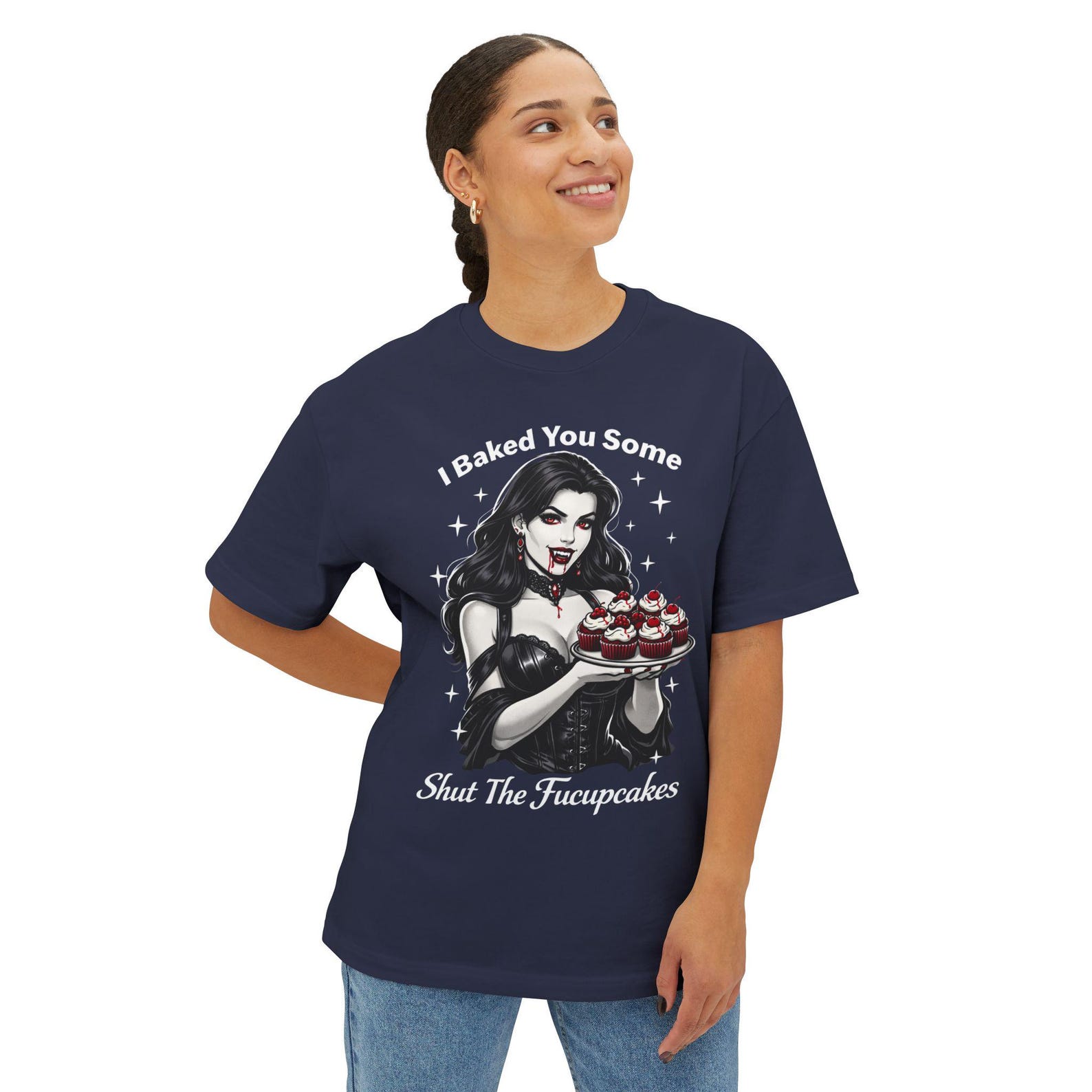 Vampire Baker Illustration T shirt | I Baked You Some Shut The Fucupcakes S