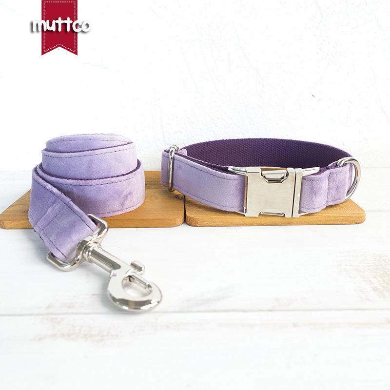 MUTTCO Double-Layer Fleece Dog Collar & Leash Set - Pull-Resistant Zinc Alloy (UDC-082) Large