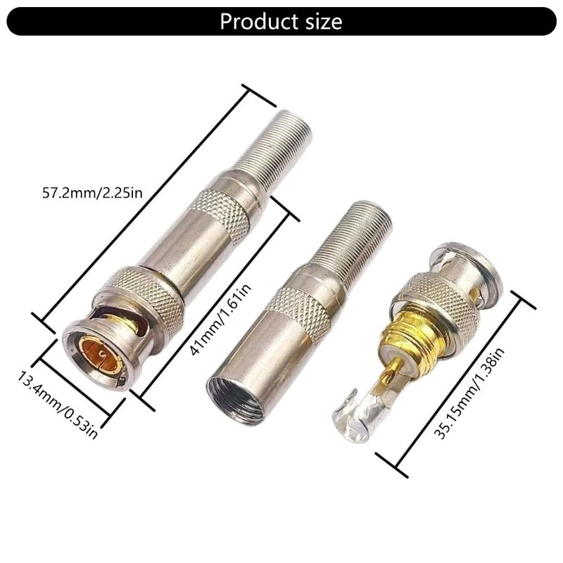 1/5/10Pcs BNC Connector Monitoring Copper Camera Video Cable Connector Welding Easy Installation Accessories