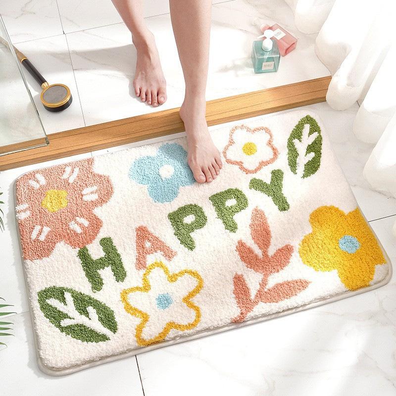 Modern Minimalist Cashmere Skin-friendly Floor Mat, Comfortable and Soft Non-slip Bathroom Floor Mat for Shower Rooms