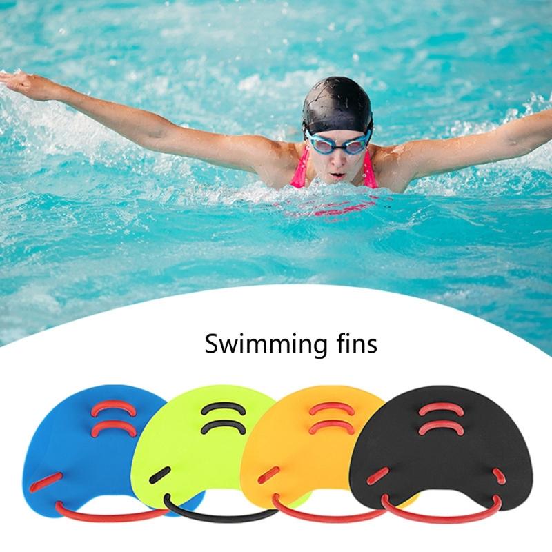 Set of 2 Hydrodynamic Swim Training Gear Flexible Silicone Hand Fins Suitable for Competitive Swimmers and Beginner