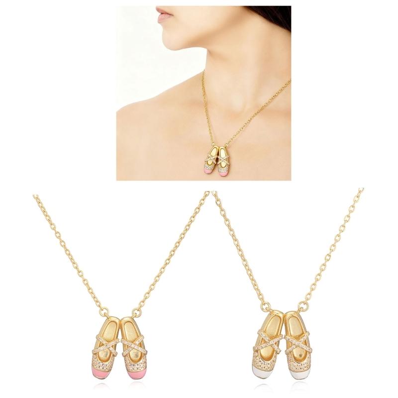 Elegantní náhrdelník s přívěskem baletky s barevným designem kapajícího smaltu, mosazný řetízek, šperk pro ženy, dárek na párty