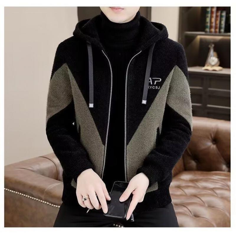 Trendy Hooded Jackets for Men in Autumn and Winter, Korean-style Casual Woolen Winter Wear, and Stylish Men's Trench Coats