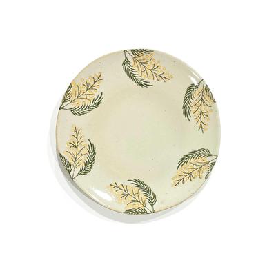 24to3 Nishitomi Ceramics Hasami Ware Dish, Side Plate, Approx. 17cm (5.5 Inches), Mimosa Design, Made In Japan by Isayama Seito, 479868