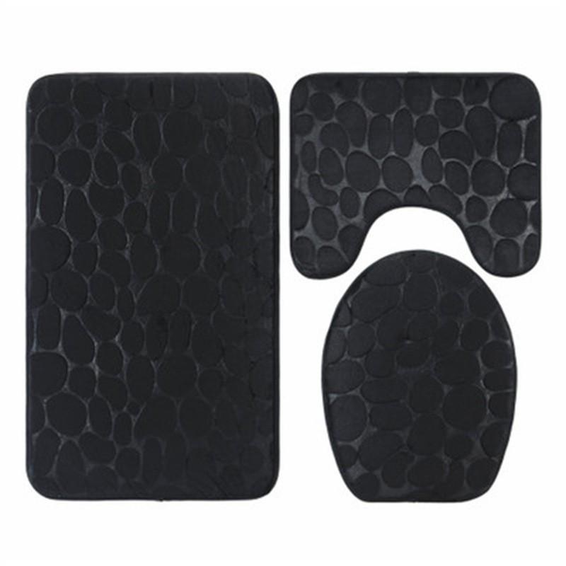 Coral Fleece Pebble Bath Mat Set - Anti-Slip, Water-Absorbing, Three-Piece Set