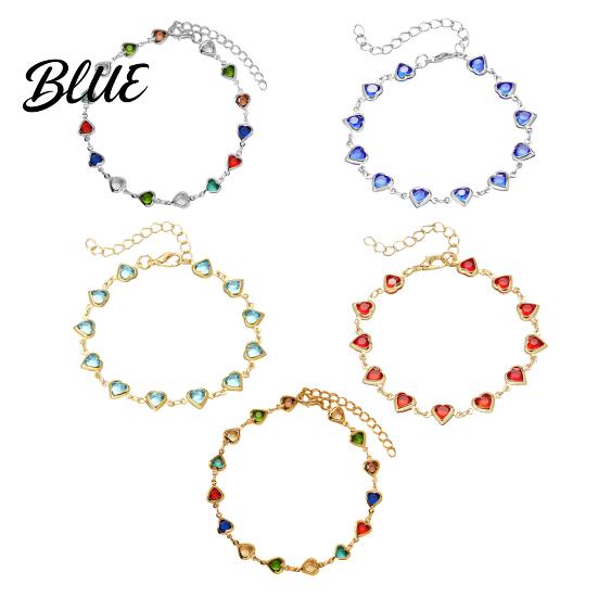 Rust-free Bracelet Cubic Zircon Heart Beaded for Women Trendy Jewelry