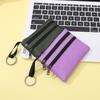 3 Zippers Canvas Coin Purse Women'S Mini Wallet Solid Change Purses With Keychain Money Bags Coin Key Storage Bag Card Holder