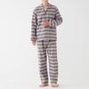 Gunze Made In Banshu Long Sleeve and Pants Dyed SF4353 Men's Pajamas, Japan, Weave, (Front Opening), 100% Cotton, Flannel, Gray,