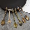 6PCS/Set Vintage Court Coffee Spoon Ice Cream Spoon Jam Spoon Dessert Spoon Crystal Head Tableware Set Gift Crafts