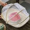 1 pcs hand-woven bamboo tent basket with mesh lid, dustproof household food storage basket for outdoor and indoor use
