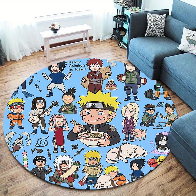 Naruto Characters Round Area Rug Carpet Rug For Living Room Bedroom Sofa Playroom Decor Nonslip Floor Mat