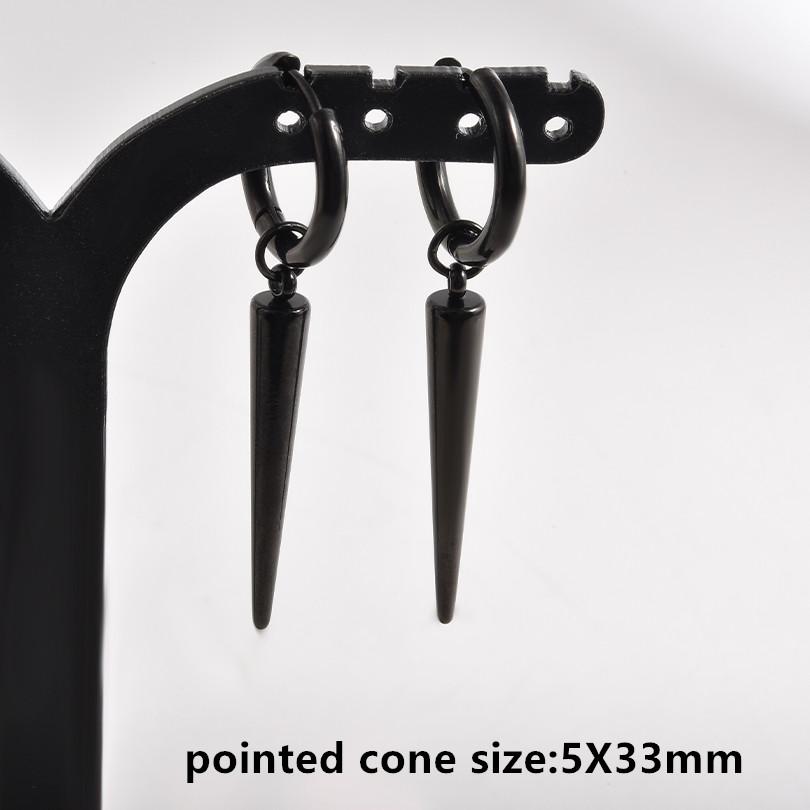 Nicht verblassend Unterschiedliche Länge Spitzkegel Hängeohrringe Edelstahl Runde Creolen für Damen Herren Schmuck Ohrpiercing Geschenk