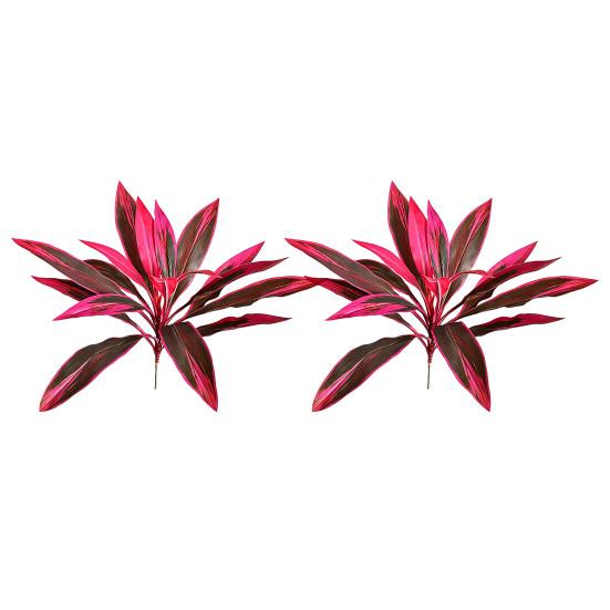 Large Realistic Artificial Fern Dragon's Blood Tree Plants, UV Resistant Fake Ferns with Pink Purple Leaves for Outdoor Garden, Patio, Wedding,