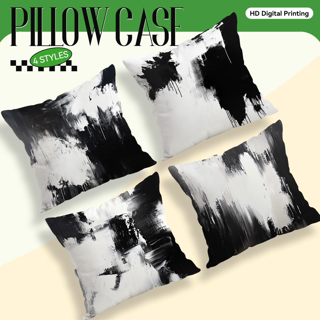 Jmg Clothing Unisex Black/White Graffiti Pillowcase Printed Polyester 45X45cm Throw Pillowcover Decorative Sofa Cushion Pillowslip Home Decor