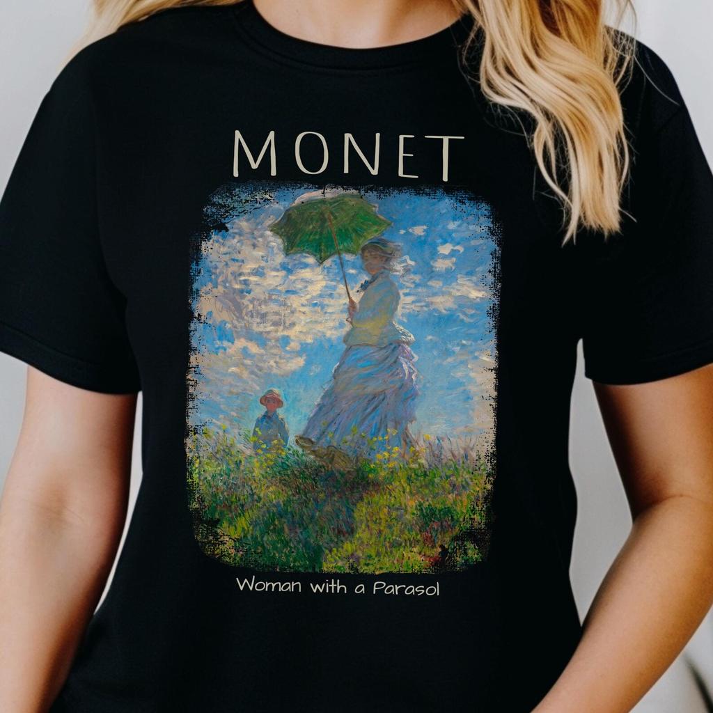 Frau mit Sonnenschirm von Claude Monet T-Shirt, Madame Monet und ihr Sohn T-Shirt, Der Spaziergang T-Shirt, Berühmtes Gemälde La Promenade T-Shirt, Feine Kunst