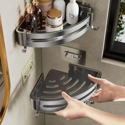 1/2/3Pcs Punch-free Bathroom Shelves Triangle Wall-mounted Bathroom Corner Shelf Large Capacity Save Space Kitchen Storage Rack