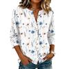 Women's Retro Floral Print Button Down Shirt 3/4 Sleeve Cotton Linen Blouse