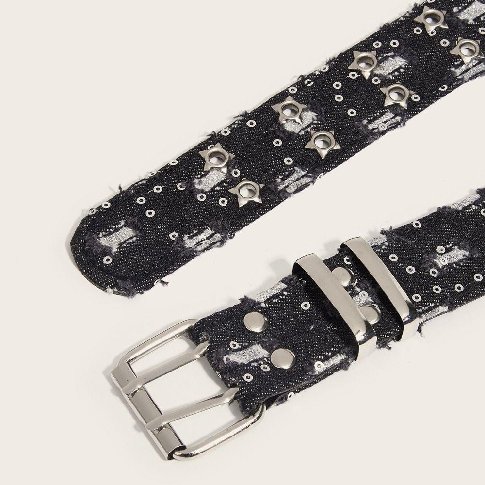 Versatile Punk Denim Waistband Luxury Design Waist Strap Trend Star Hollowed Belt