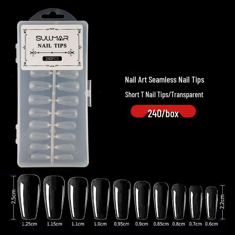 

Japanese Teardrop Nail Art: Transparent, seamless, full-coverage, long almond-shaped tips. 240 pieces.